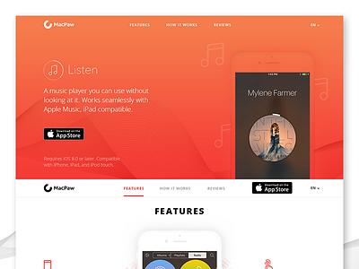 Listen app landing page