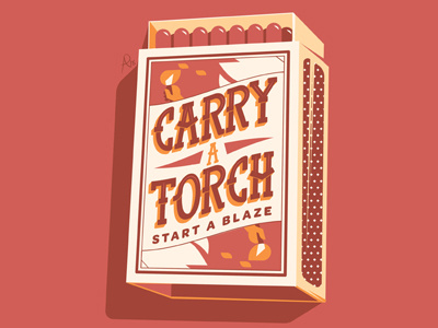 Carry a Torch blaze lettering matchbox matches torch vector