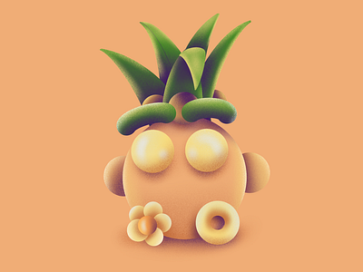 Summer's End fuzzie hank peach pineapple procreate texture tropical tropical fruit