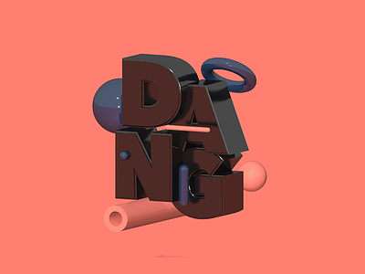 ‘DANG’ 3d after c4d composition dang effects floating photoshop render salmon type typography