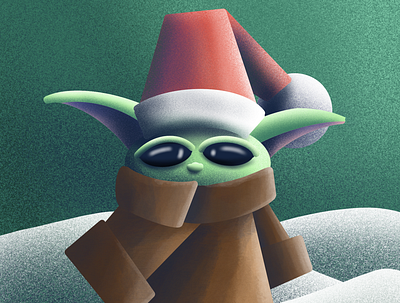 Have a Hola-Yoda Christmas! baby yoda depth illustration mandalorian procreate starwars texture yoda
