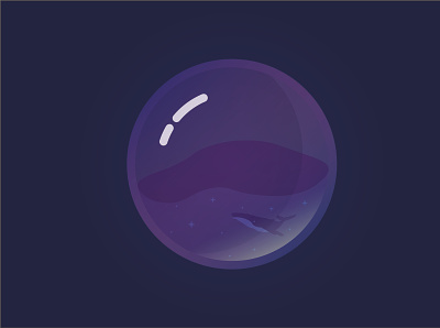 Whale in glass ball ball design glass illustrator purple whale