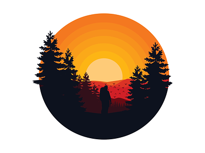 Sunset and Mountains design illustrator logo moutains orange sunset