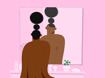 OK Google, Play... 🎶 bathroom color design digital googlehome illustration minimal mirror music naked pink reflection woman