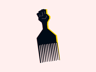 Afro comb afro beauty black black power comb design hair illustration minimal