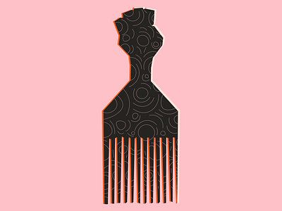 Afro Comb 2 afro black hair comb hair illustration minimal pattern