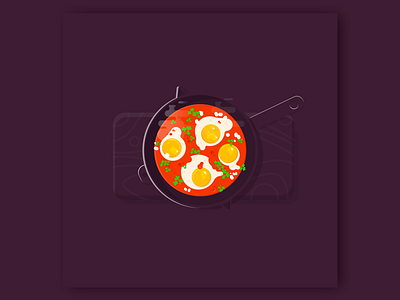 Shakshuka breakfast color design eggs hot illustration shakshuka tomato