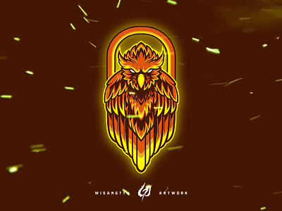 Mascot Logo Fire Owl