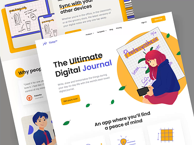 Tinta™ – Digital Journal Website animation app figma graphic design illustration journal journaling landing page motion graphics ui website
