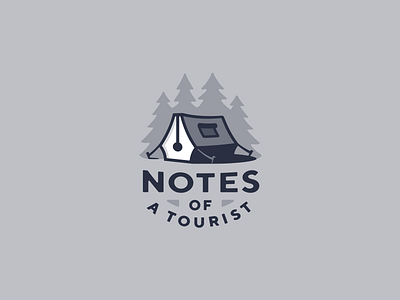 Notes of a tourist camping forest idea krivenkodesign logo logotype outdoor pen tent tourism tourist travel writer