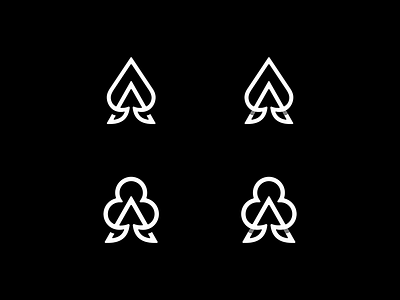 A + Ace of Spades and Ace of Clubs a ace branding casino clubs jkd jkdesign letter linelogo logo logotype monogram poker spades ui логотип