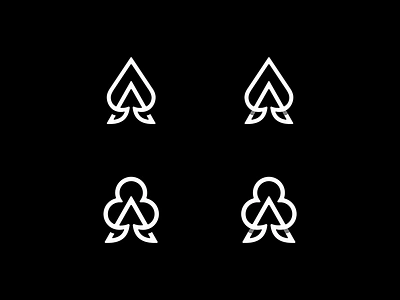 A + Ace of Spades and Ace of Clubs a ace branding casino clubs jkd jkdesign letter linelogo logo logotype monogram poker spades ui логотип