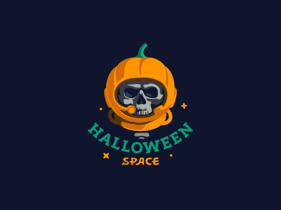 Helloween Space череп космос логотип space cosmonaut skull halloween logo jkdesign jkd