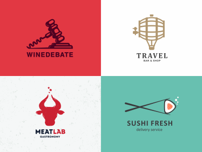 JKD Logos Collection/1 beer fish food jkd jkdesign lab logo meat sushi trawel wine логотип
