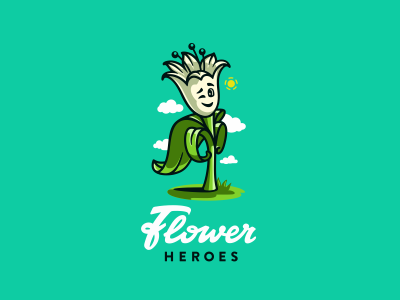 Flower Heroes character emotion floristic flower flowershop hero illustration jkd lettering logo логотип