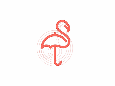 Flamingo + Umbrella bird flamingo grid jkd jkdesign learnlogo logo umbrella зонт логотип фламинго