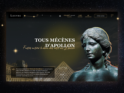 Tous Mécènes concept apollon art museum redesign statue webdesign
