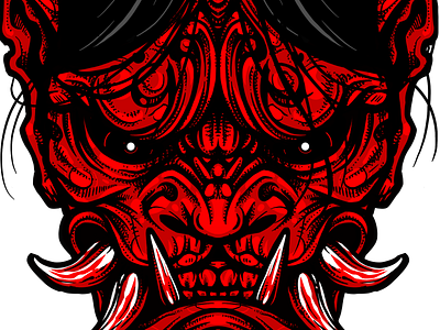 Red Oni demon design drawing illustration oni