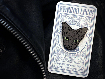 Mister Wrinklepins, Grey cats design enamel pin hairless illustration lapel pin packaging pin sphynx