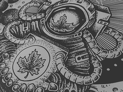 Earth Below astronaut cosmonaut drawing illustration pen and ink space