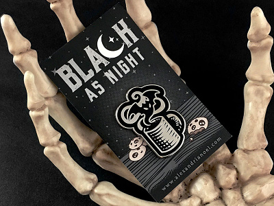 Black as Night Enamel Pin design enamel pin halloween illustration packaging pin