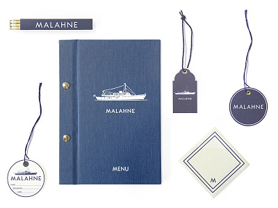 Malahne guest items identity packaging design product design superyacht typeface design typography