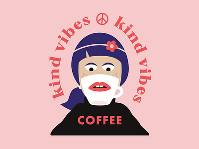 Kind Vibes Coffee: Logo Exploration #1 badge branding coffee hippie illustration logo peace roasters