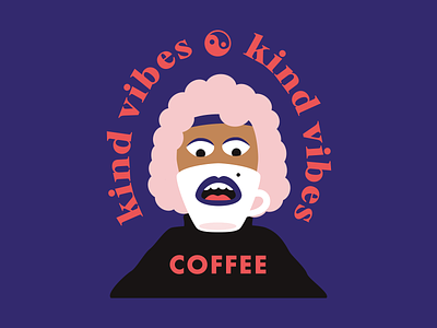 Kind Vibes Coffee: Logo Exploration #3 badge branding coffee hippie illustration logo roasters