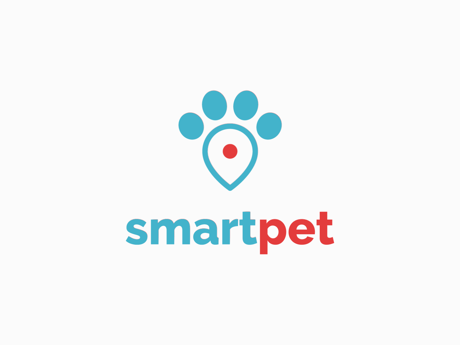 Smartpet Logo animal app blue branding color design flat icon logo logo design logotype motion motion design pet pet app red smart typography vector