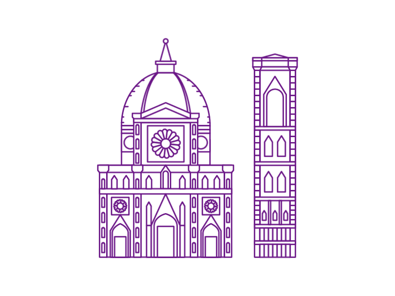 Santa Maria Del Fiore, Florence building city dome firenze flat icon line motion stroke