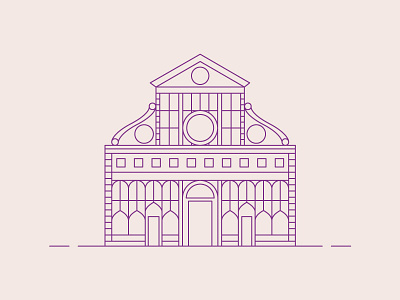 Santa Maria Novella, Florence building city design flat icon italy line stroke ui ux vector