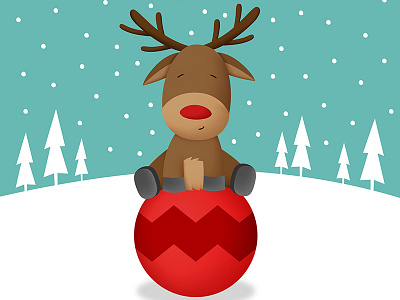 Reindeer for Walli character christmas icon illustration red reindeer