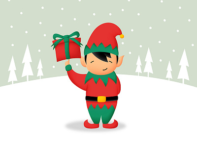 Elf for Walli character christmas icon illustration present red