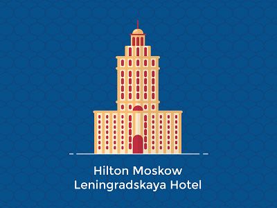 Hilton Leningradskaya Hotel, Moscow building city color design flat icon line moscow russia ui ux vector