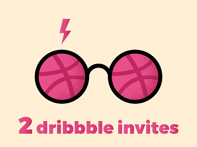 2 Dribbble Invites design flat harry invite invites magic potter scar two