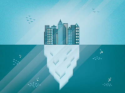 "Icescraper" blue color design flat illustration sea sky