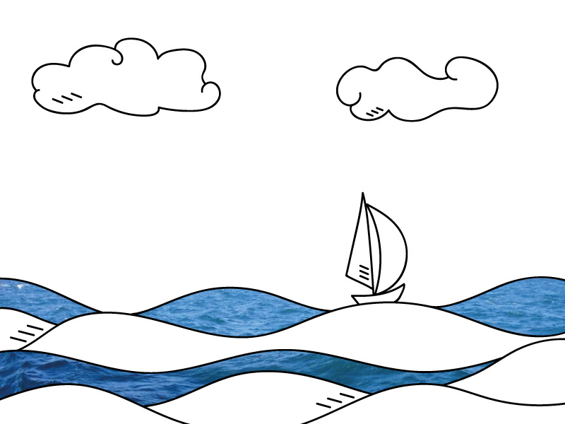 Illustration boat sea draw color landscape design view art illustration
