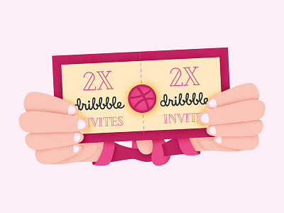 2 Dribbble Invites color design illo illustration invitation invite ticket