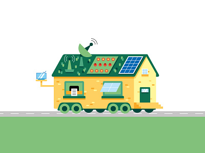 Green house color design draw eco flat green house illo illustration