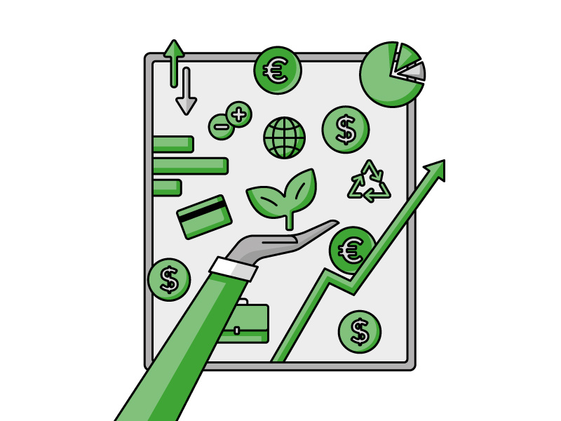 Green infographic statistics trade analysis green design flat illustration illo