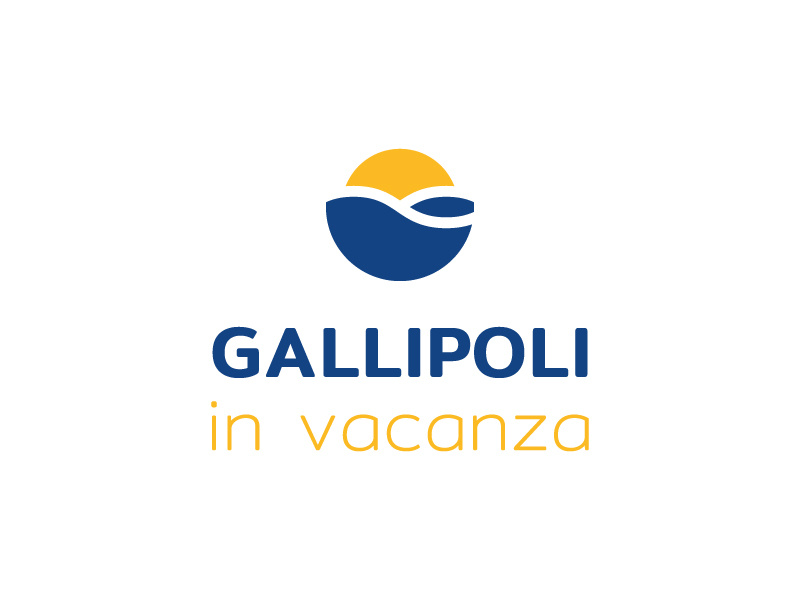 Gallipoli in vacanza Logo flat design wave vacation holiday blue yellow sun sea logo