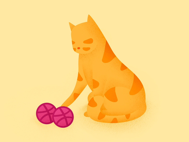 Two invites design play ball orange winner animal cat drawing illustration invitation invites invite