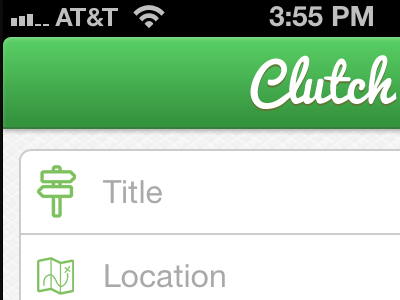Clutch - New hangout app form gradient header icons input iphone logo pattern top