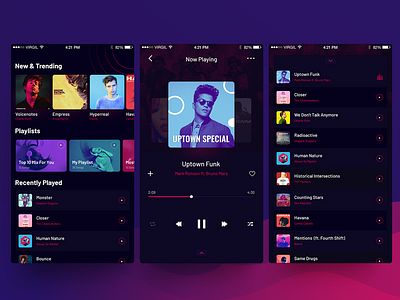 Music App UI dark theme dark ui duotone music app music dashboard music interface music play music player music screen song playlist spotify