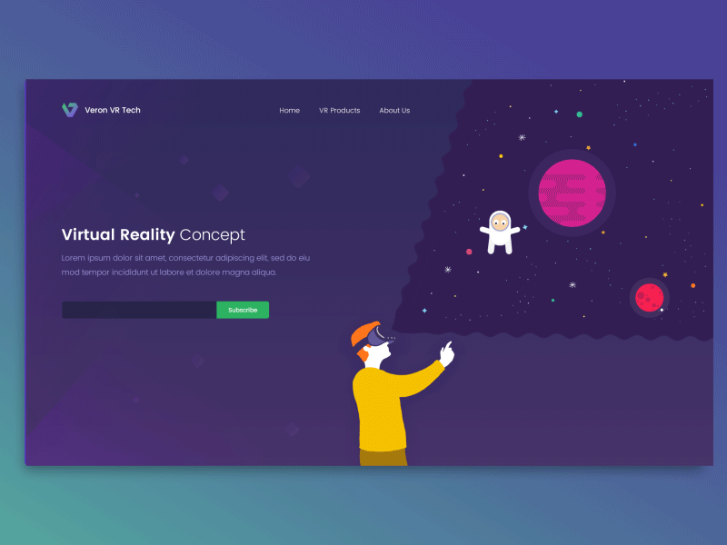 VR Landing Page Animation augmented reality illustration landing page space ui animation ui illustration virtual virtual reality vr web animation web ui