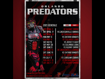 Orlando Predators Poster Schedule adobe branding calendar design football illustrator logo photoshop poster schedule