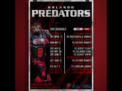 Orlando Predators Poster Schedule