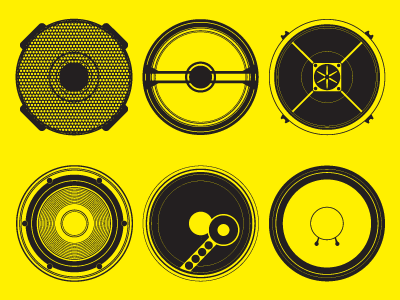 Low Frequency Speaker Test ghetto blaster illustration jet black crayon speakers vector yellow