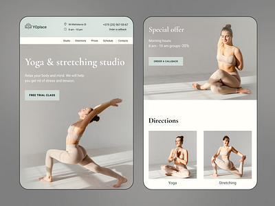 Yoga & stretching studio website concept design ui ux webdesign website