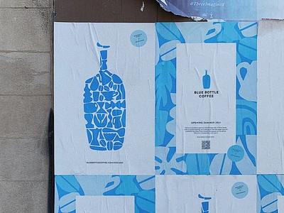 BBC Wildpostings blue bottle coffee bluebottle branding color design guerrilla marketing illustration poster typography wheatpasting wildposting